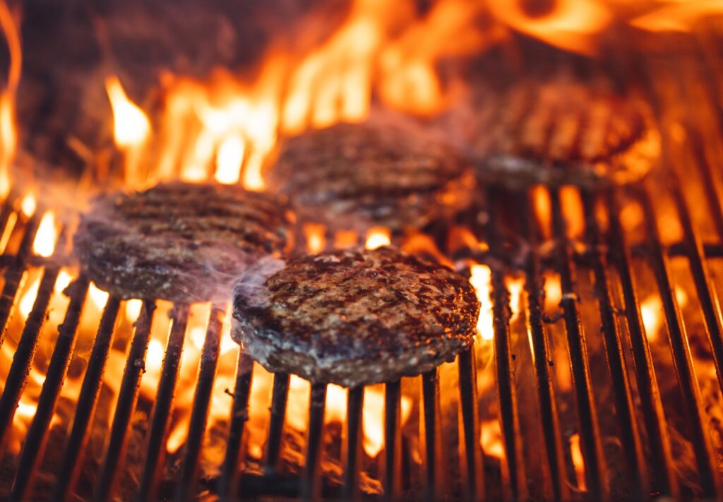 burger patty being cooked